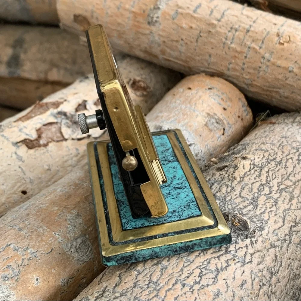Vintage 40s Jakob Maul Brass & Marble Perpetual Desk Calendar EUC